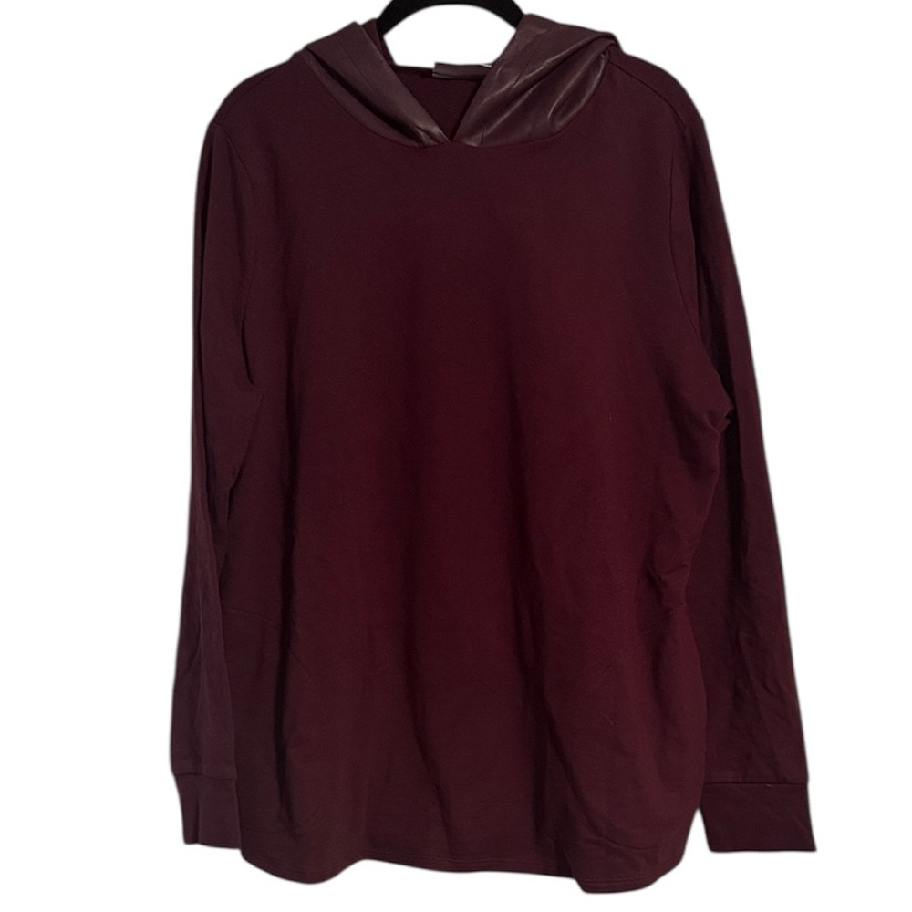 ☀️ Belle by Kim Gravel Burgundy Lightweight Sweatshirt with Faux Leather Hood